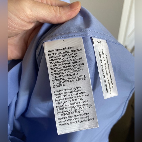 CALVIN KLEIN Blue Stretch Cotton shirt - Picture 4 of 5